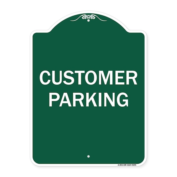 Signmission Designer Series Customer Parking, Green & White Heavy-Gauge Aluminum Sign, 24" x 18", GW-1824-9855 A-DES-GW-1824-9855 - main